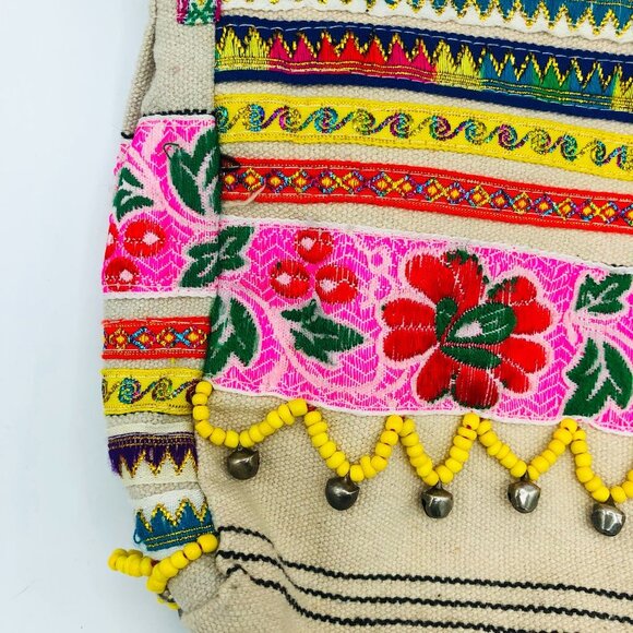 Embroidered and Trimmed Fabric Shoulder Bag - Picture 2 of 7